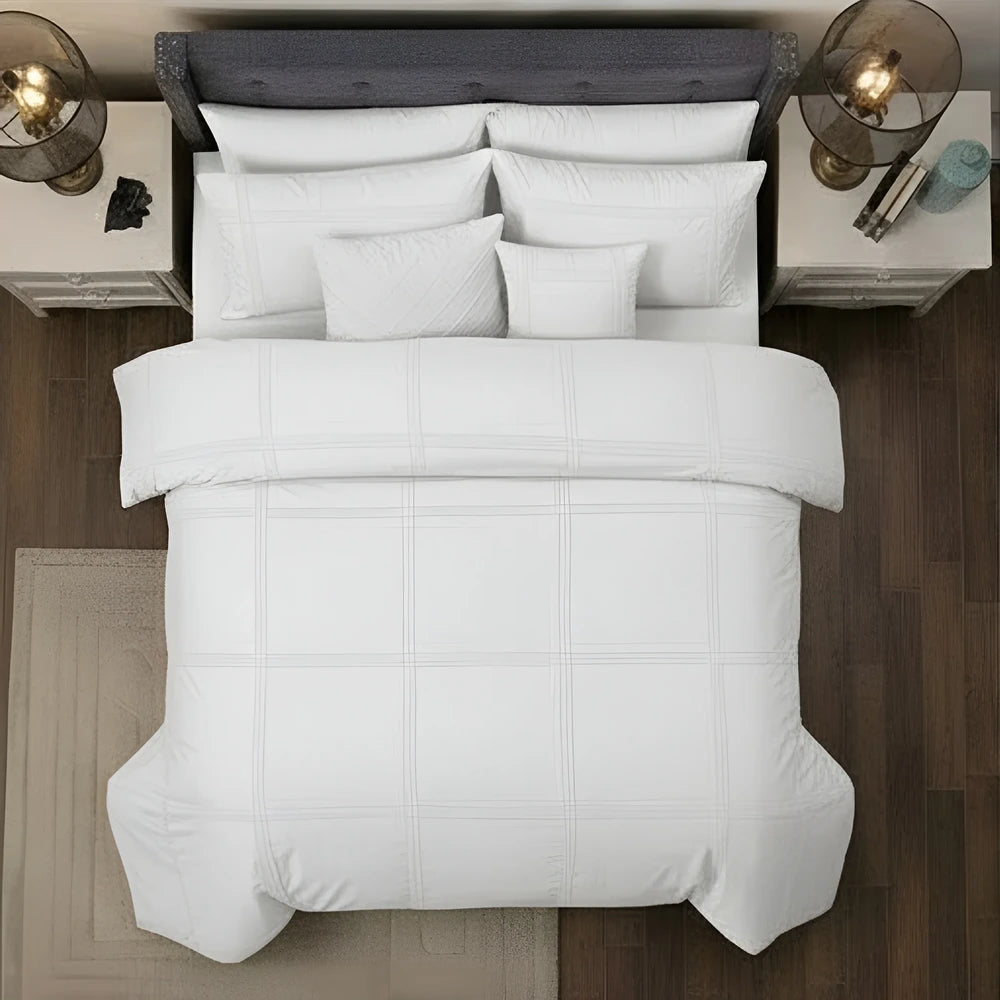 Box Pleated Duvet Set - White
