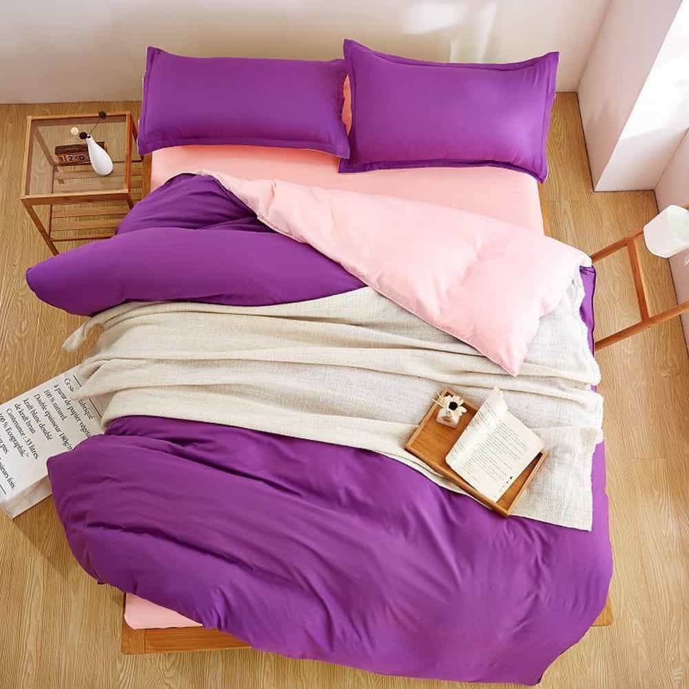Luxury Reversible Duvet Set - Purple & Pink