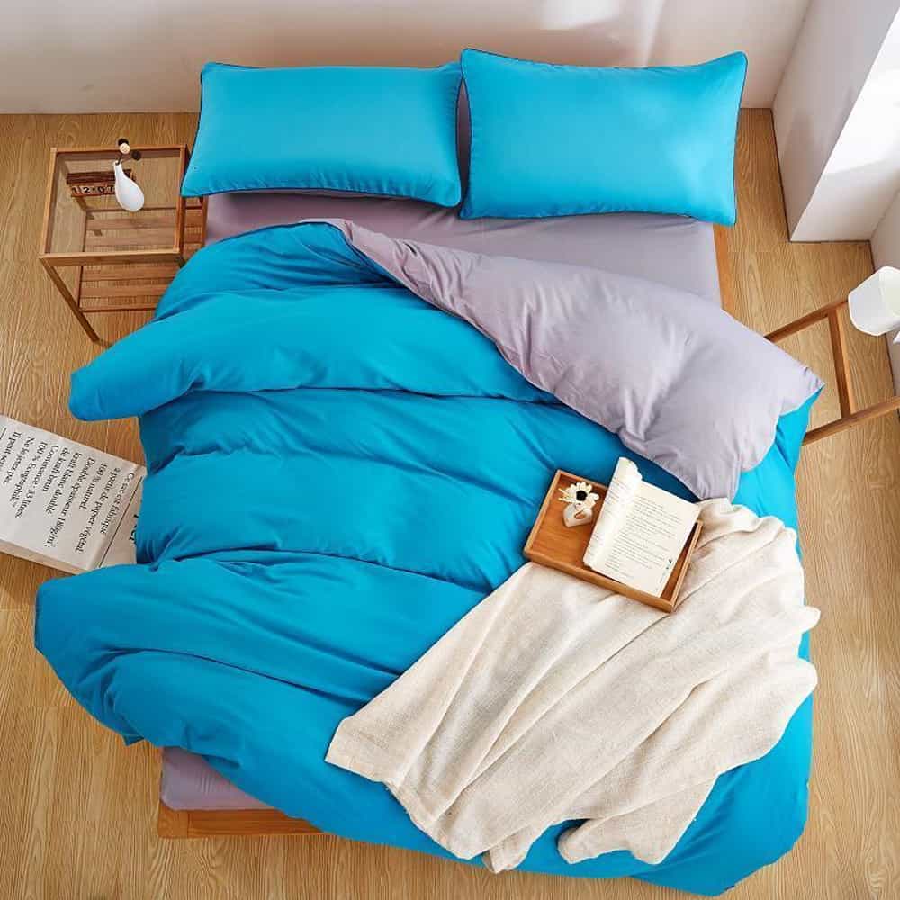 Luxury Reversible Duvet Set - Blue & Grey
