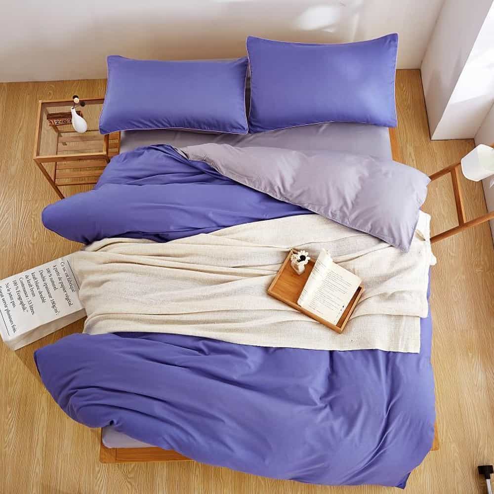 Luxury Reversible Duvet Set -Purple & Grey