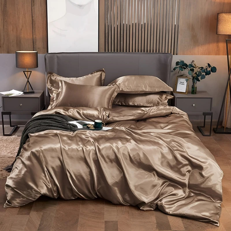 Luxurious Silk Duvet Set - Brown