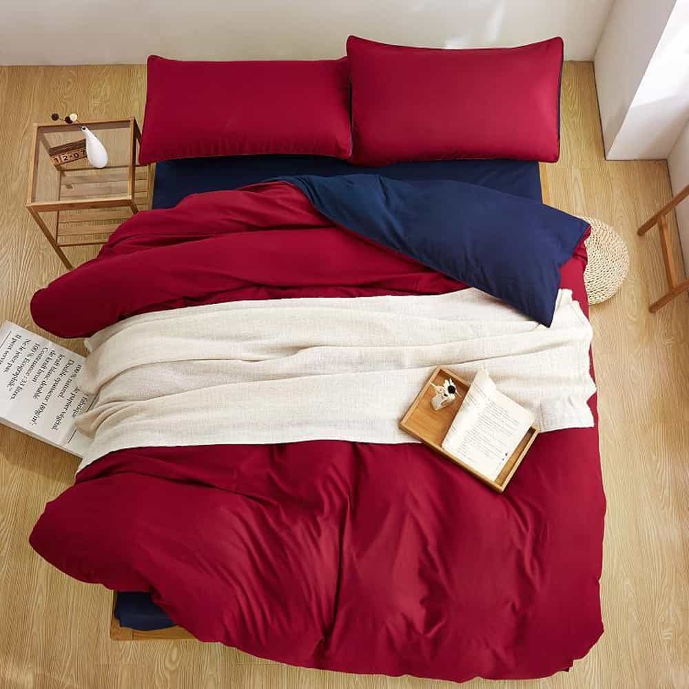 Luxury Reversible Duvet Set - Maroon & Navy Blue