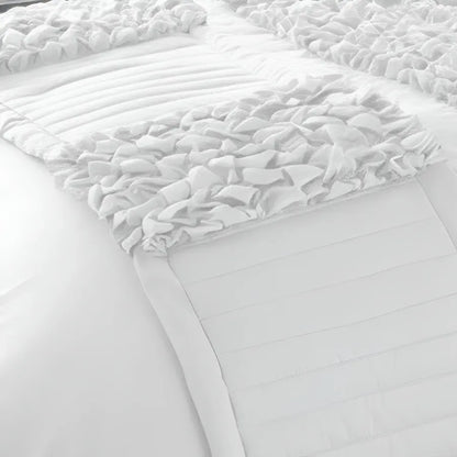 Elegant Bridal Quilt Set White - 12 Pieces with Free Quilt Filling