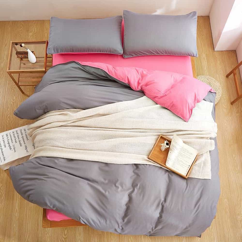 Luxury Reversible Duvet Set - Pink & Grey