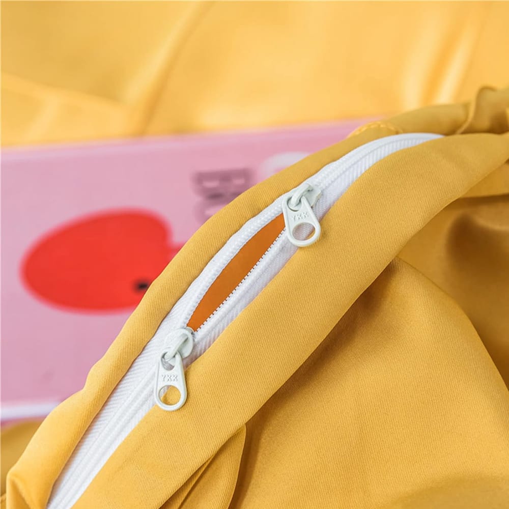 Cross Pleated Duvet Set - Yellow