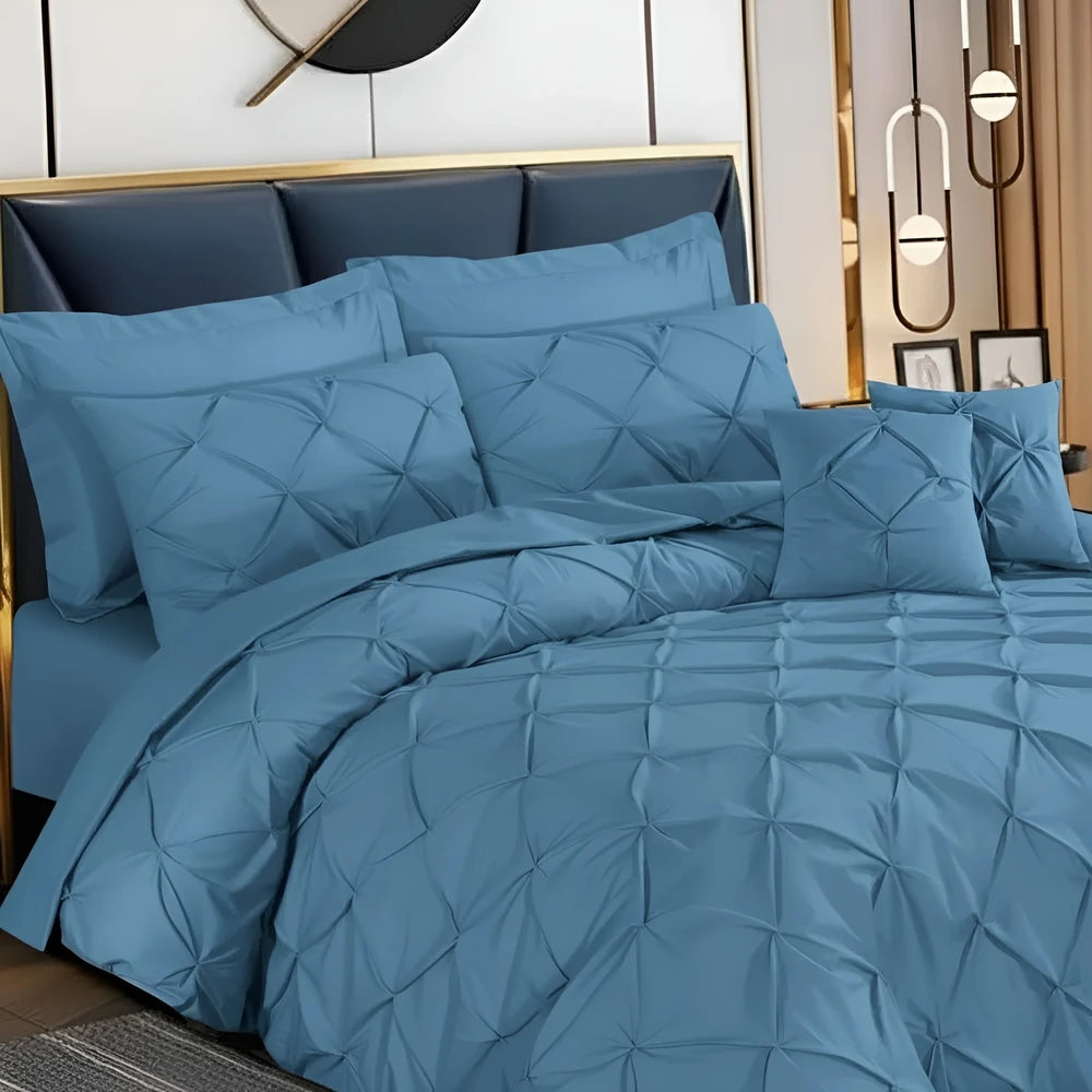 Pintuck Duvet Set - Sky Blue