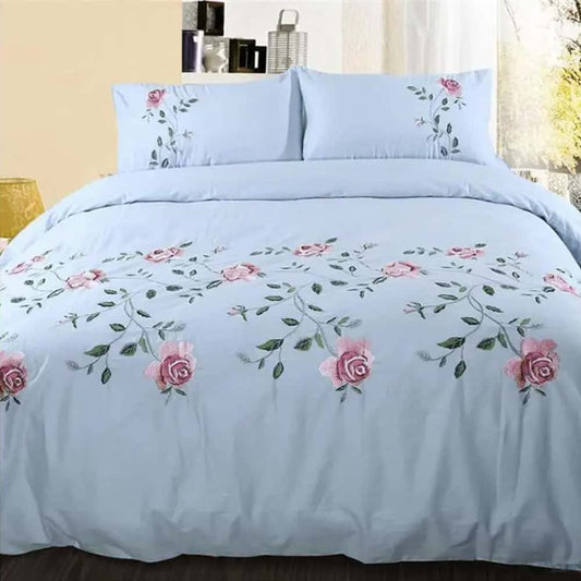 Luxury Embroidered Duvet Set _ Sky Blue