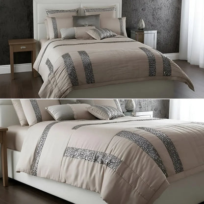 Elegant Look Beige Bridal Quilt Set - 12 Pieces Set with Free Quilt Filling