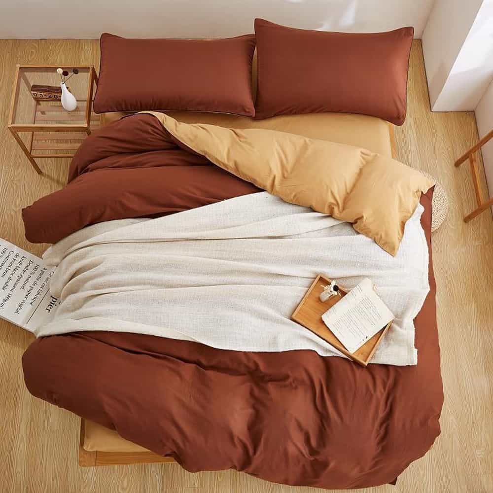 Luxury Reversible Duvet Set - Brown & Golden