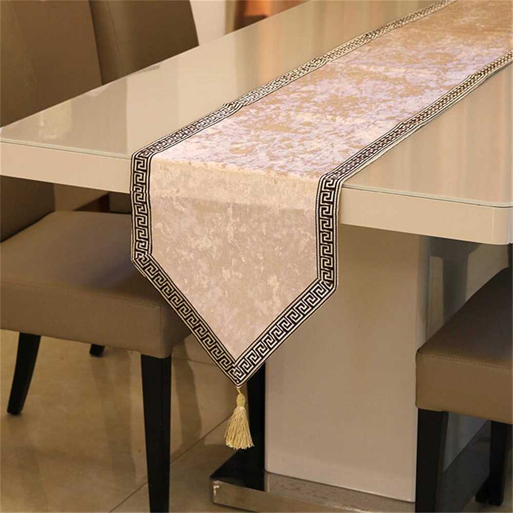 Velvet Table Runner Beige