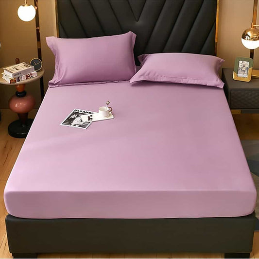 Rich Cotton Fitted Sheet with Pillow covers - Mauve