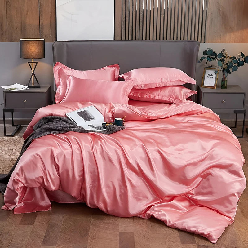 Luxurious Silk Duvet Set - Rose Pink