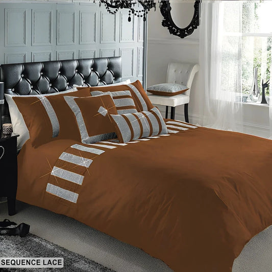 Sequence Lace Duvet Cover Set – Brown
