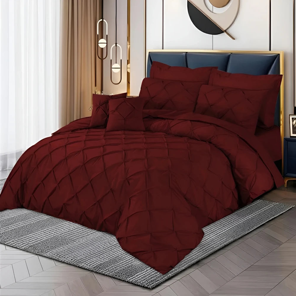 Pintuck Duvet Set - Maroon