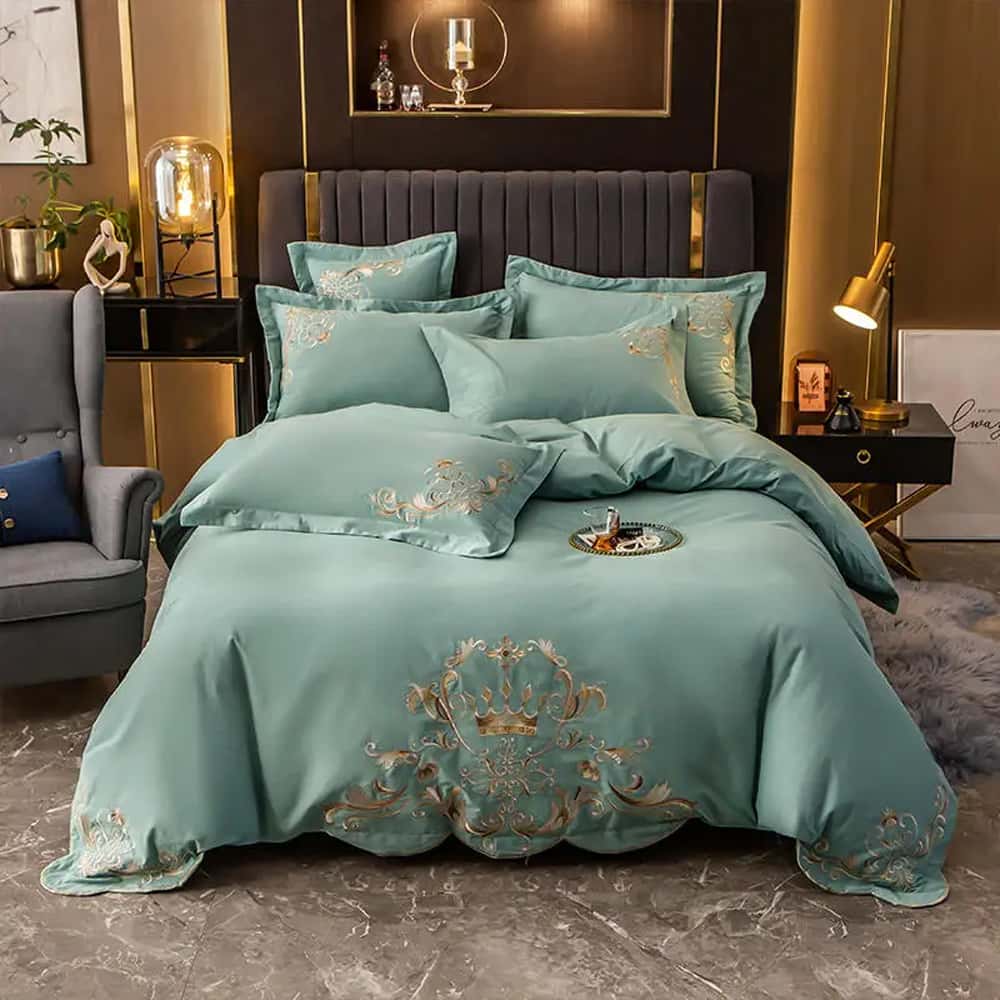 Egyption Embroidery Duvet Set - Sea Green