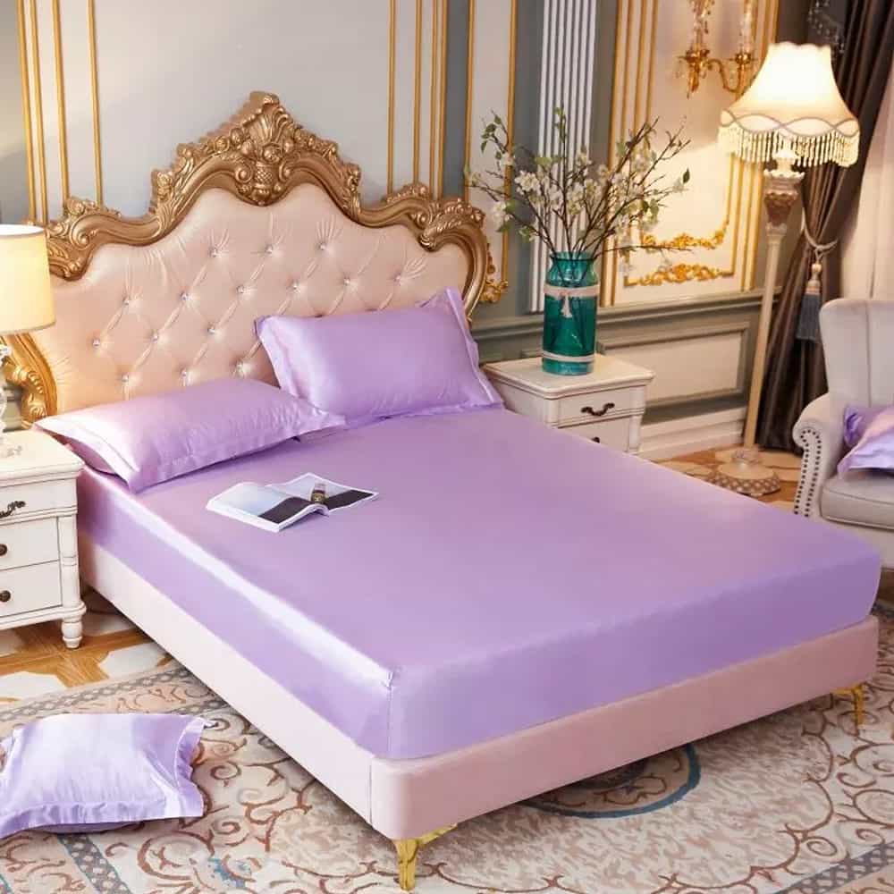 Silk Fitted Sheet with Pillow covers - Mauve