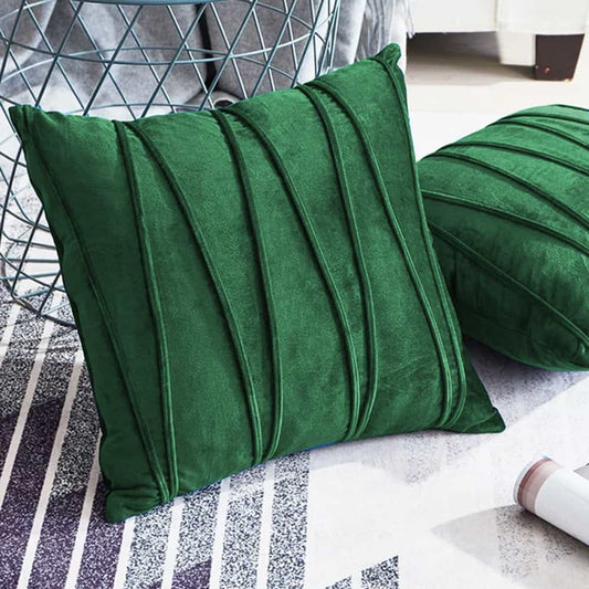 Pack of 2 Velvet Decorative Square Cushion - Green