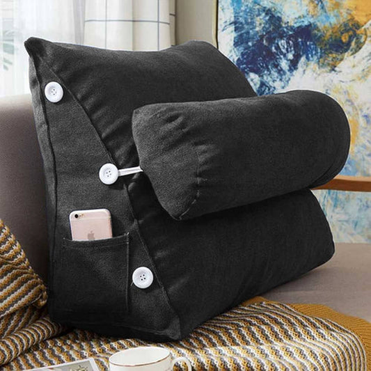 Triangular Back Rest Pillow/Cushion _ Black