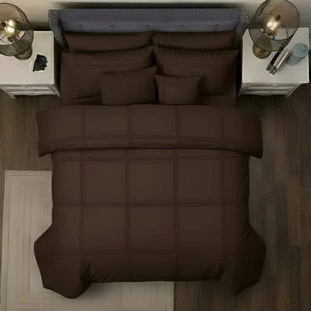 Box Pleated Duvet Set - Brown