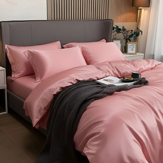 Luxurious Silk Duvet Set - Rose Pink