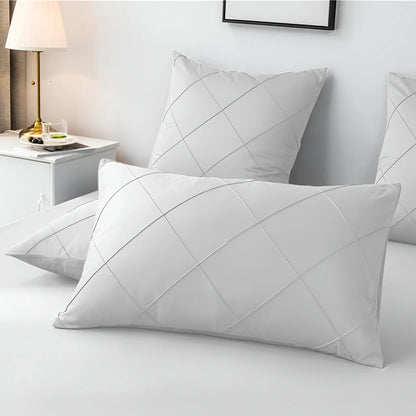 Cross Pleated Duvet Set - white