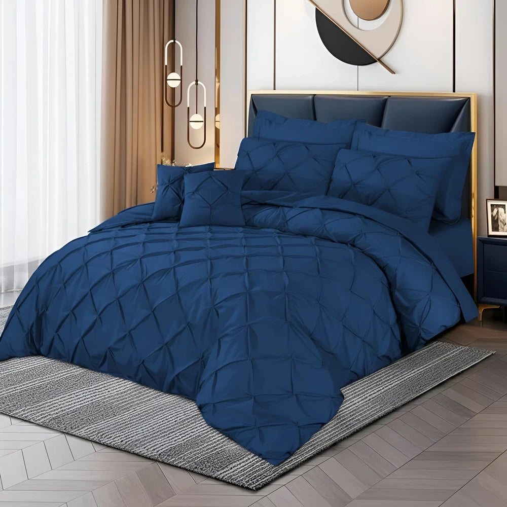 Pintuck Duvet Set - Royal Blue