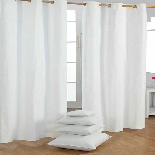 2 Pieces Plain Dyed Back Lining Eyelet Curtains - White
