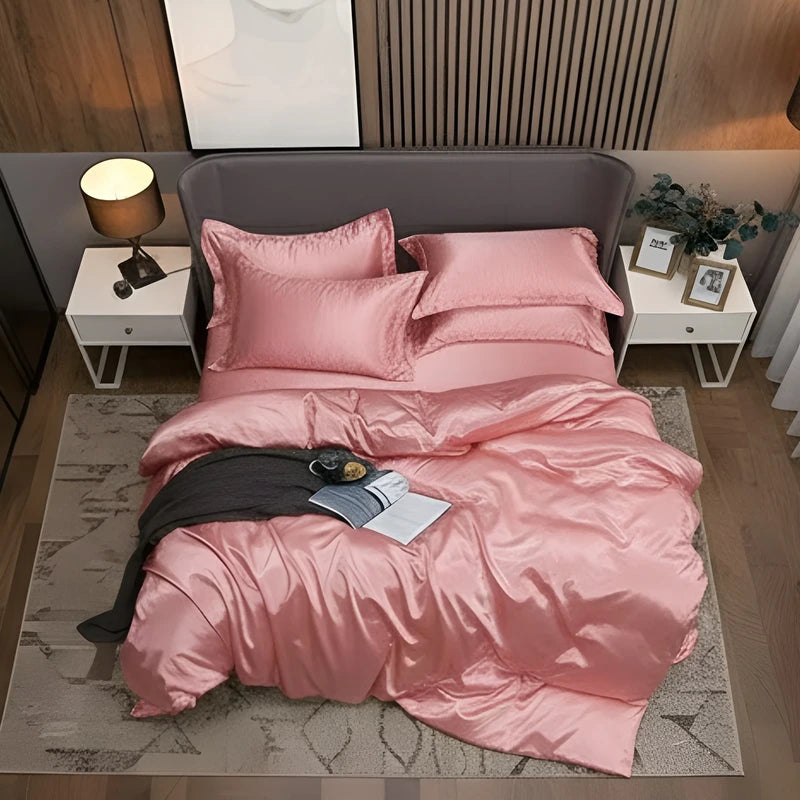 Luxurious Silk Duvet Set - Rose Pink