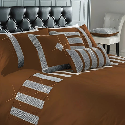 Sequence Lace Duvet Cover Set – Brown