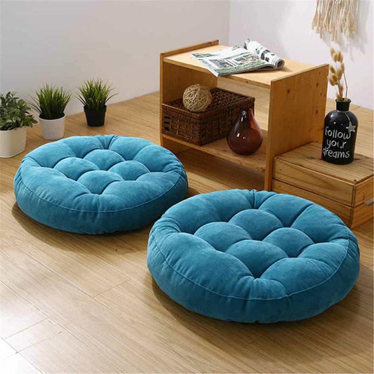 Pack of 2 Round Floor Cushions - Sky Blue