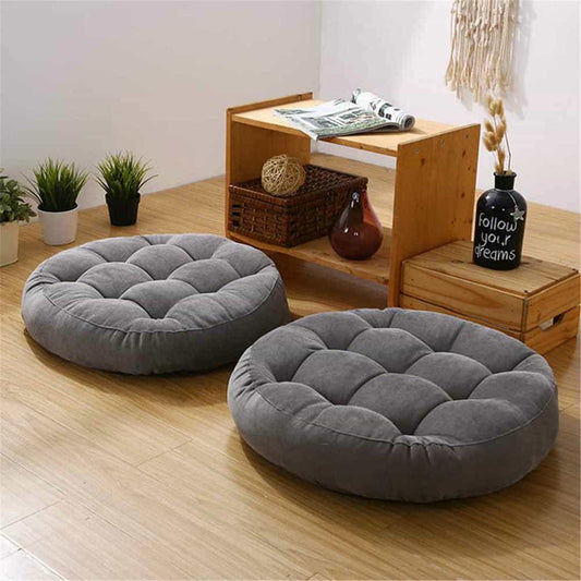 Pack of 2 Round Floor Cushions - Grey